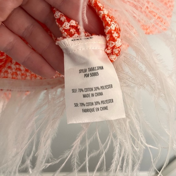 Eva Franco Anthropologie Boho Feather Trim Short Sleeve Top Size XSP - Picture 9 of 11